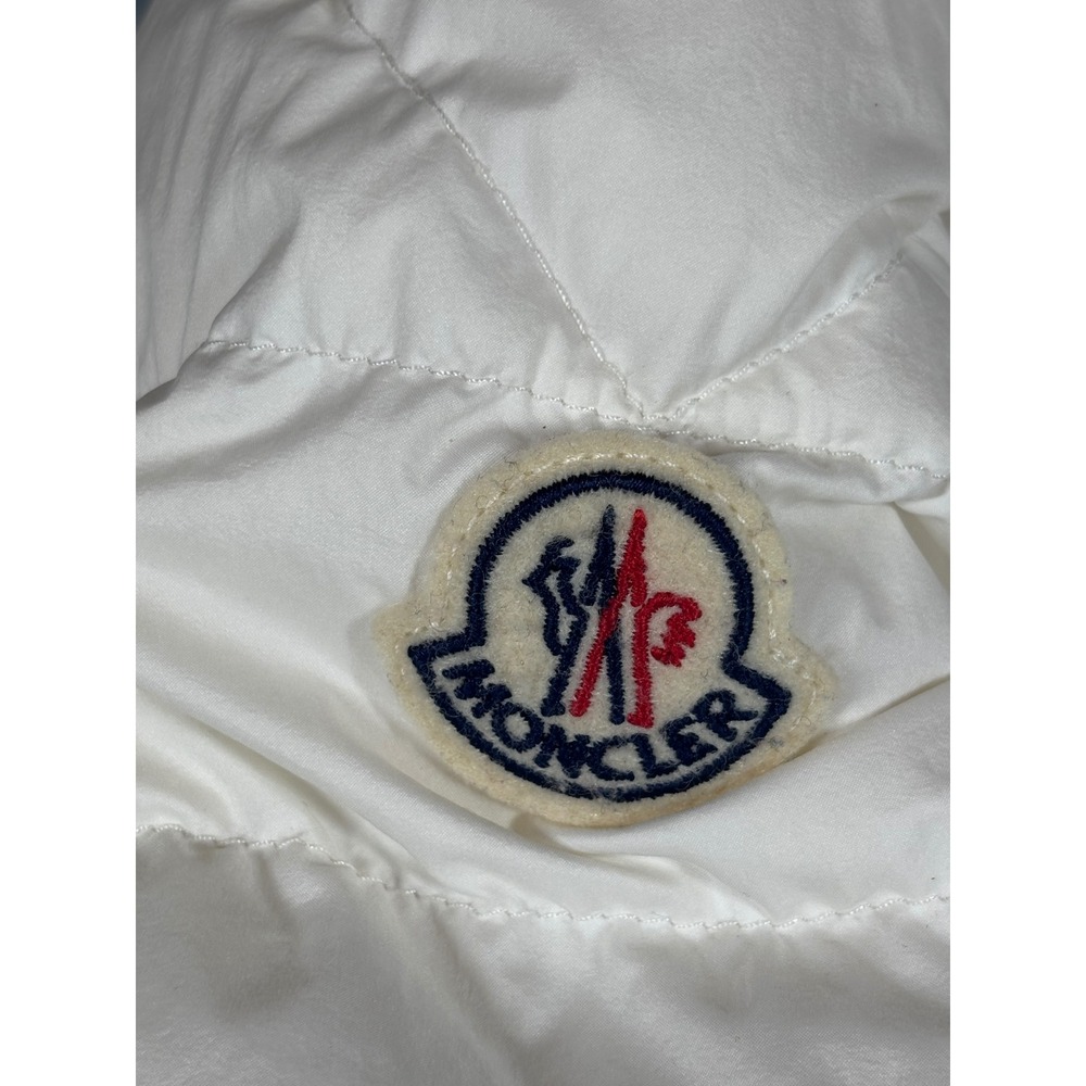 Moncler White Hooded Puffer Jacket Tricolor Trim Womens Size 4 Made in Romania - Picture 14 of 16